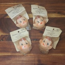 Vintage pixie/elf vinyl doll heads for crafts NOS, LOT OF 4