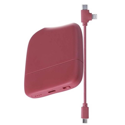 XOOPAR, 5000mAh Powerbank + Multi Ice-P Kabel 28% Recycelter Kunststoff, Rot