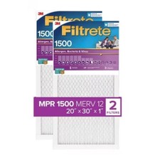 Filtrete 20x30x1 2pk Allergen Bacteria and Virus Air Filter 1500 MPR: MERV 12