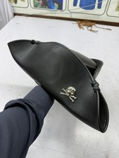 Men's Genuine Leather Pirate Tricorn Hat Skull Crossbones Steampunk Costume