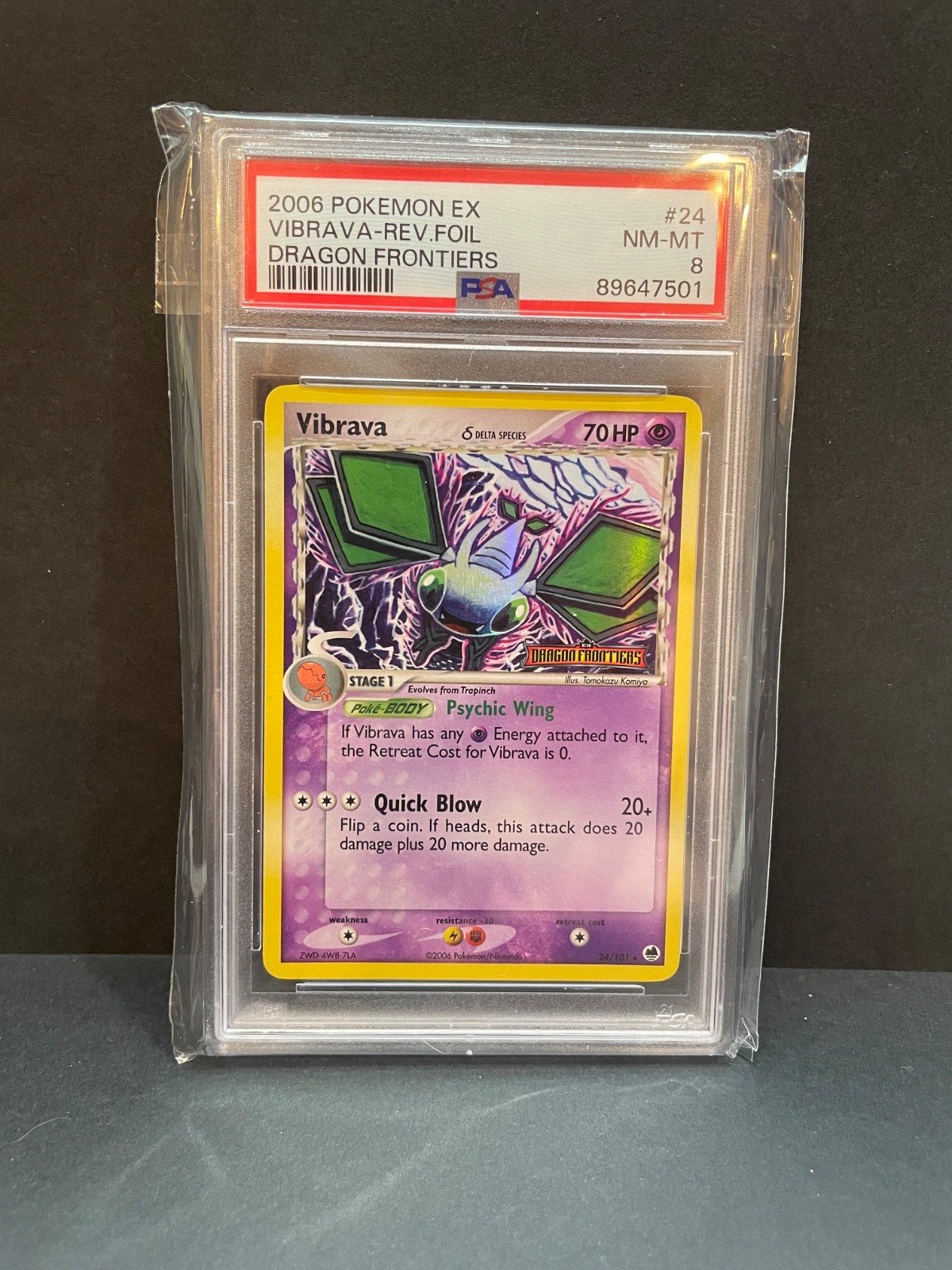 Pokemon Vibrava EX Dragon Frontiers Reverse Holo Rare #24 PSA 8 - POP 16!