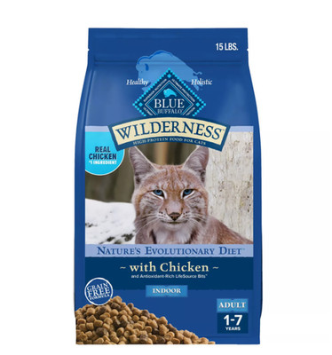 Blue Buffalo Wilderness - Cat Dry Food, Adult, Indoor, Chicken, 15 LB