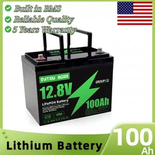 12V 100AH 1280Wh Lithium Battery LiFePO4 Rechargeable RV Solar Marine Off-grid