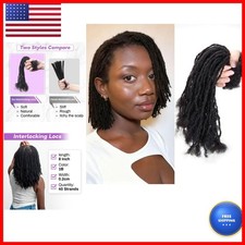 Beauday 8" 40 Strands Interlocking Loc Extensions Human Hair Dreadlocks 1b