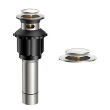 Bathroom Sink Drain with Overflow, Pop Up Drain Assembly with Detachable Bask...