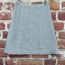 Vintage Talbots Skirt Womens 6P Blue White Striped Seersucker Casual Career