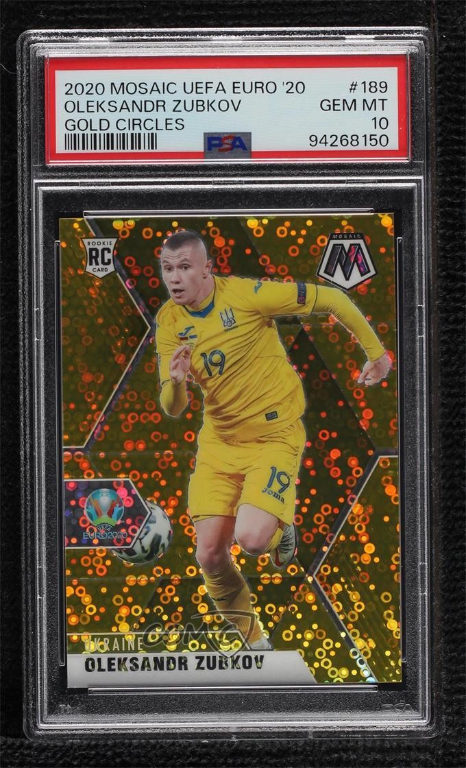 2021 Mosaic UEFA Euro 2020 Gold Circles Prizm 1/10 Oleksandr Zubkov PSA 10 0do3