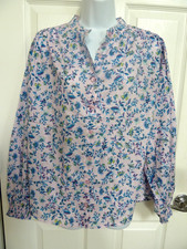 NEW  JESSICA SIMPSON Sz Large Balloon Sleeve Cotton Floral Cottagecore Blouse