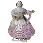 Antique Herend Porcelain Female Guitarist Figure C1850