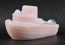 Boyd's Crystal Art Glass TEDDY THE TUGBOAT #53 SALMON 8-26-02 Pink NOS