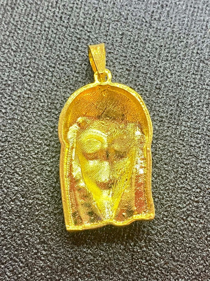 Lujoso Colgante Cara Cabeza de Jesús Circonita Helada Tono Oro 14k - Religioso Hip Hop Bling Foto 2 de 4