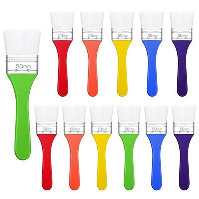 12 Pack Paint Brushes Set 2 Inch Quality Water Silk Pastel Cute Flat Brushes ...
