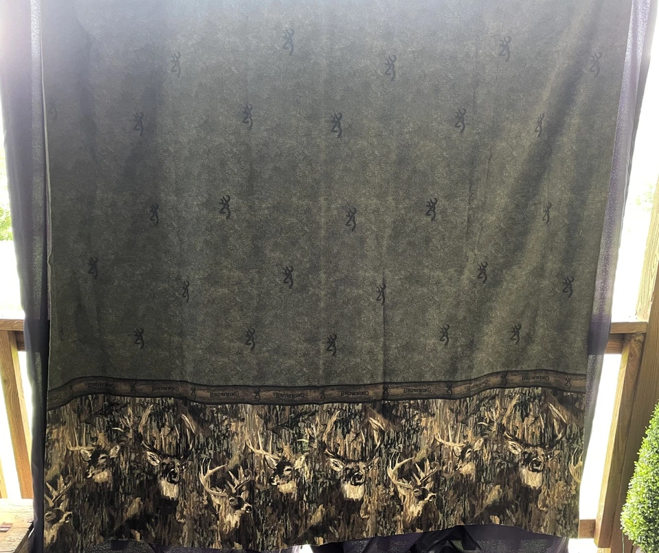 Cortina de ducha de tela de caza de ciervos Browning Buckmark cabaña de algodón decoración rústica Foto 2 de 4