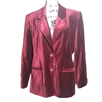 Vintage Laura Scott Crushed Velvet Blazer Size 14 Burgundy Goth Dark Academia