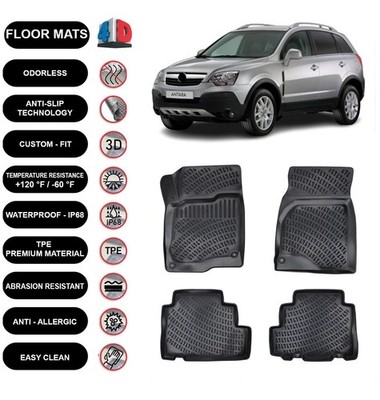 Floor Mats Liner Fits Opel Antara (2006-2012) Waterproof 4D Molded Black 4pcs