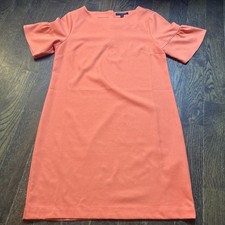Banana Republic Women's Orange Boat Neck Ruffle Short Sleeve Shift Dress Size 8