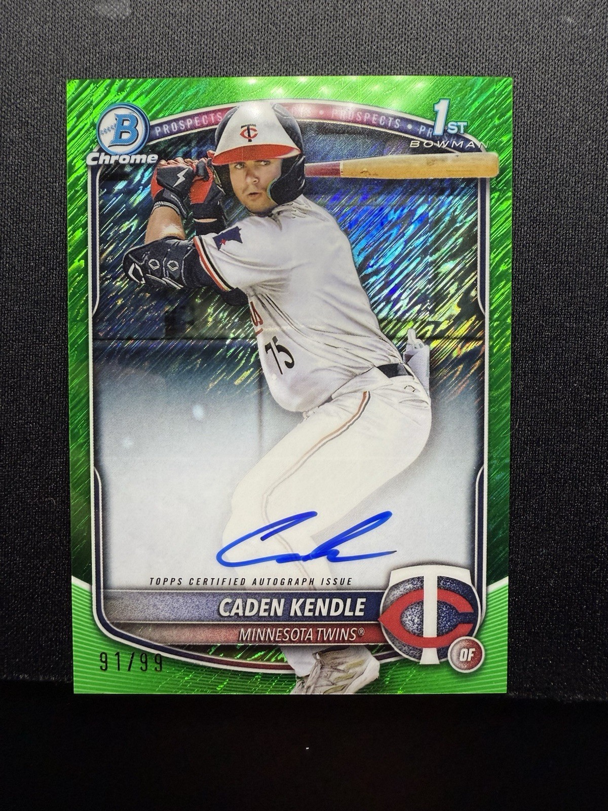 CADEN KENDLE 2025 BOWMAN CHROME 1ST AUTOGRAPH GREEN GRASS AUTO /99 #CPA-CKE