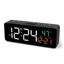 Digital 3 in 1 Black Compact Small Living Room Wall Alarm Clock