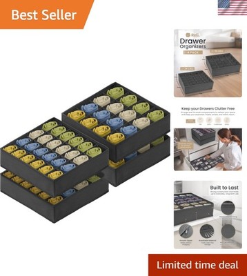 Sock Organizer 4 Pack | 16+24 Cell Underwear Organizer | Drawer Dividers for ...