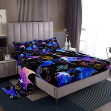 Galaxy Dragon Set Outer Space Starry Sky Bed Sheets for Boys Girls Jungle Ani...