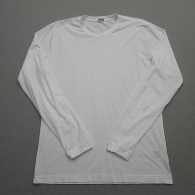 Son of a Tailor Shirt Mens Large Fits 22x28 White Supima Cotton Long Sleeve Tee