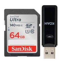 SanDisk 64GB Extreme PRO 170 MBs SDXC Memory Card Bundle Card Reader