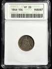 1846 Seated Liberty Dime - VF 20 - "Toned, Old Soap Box Holder" Nice Coin!