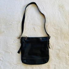 Coach black leather large crossbody purse