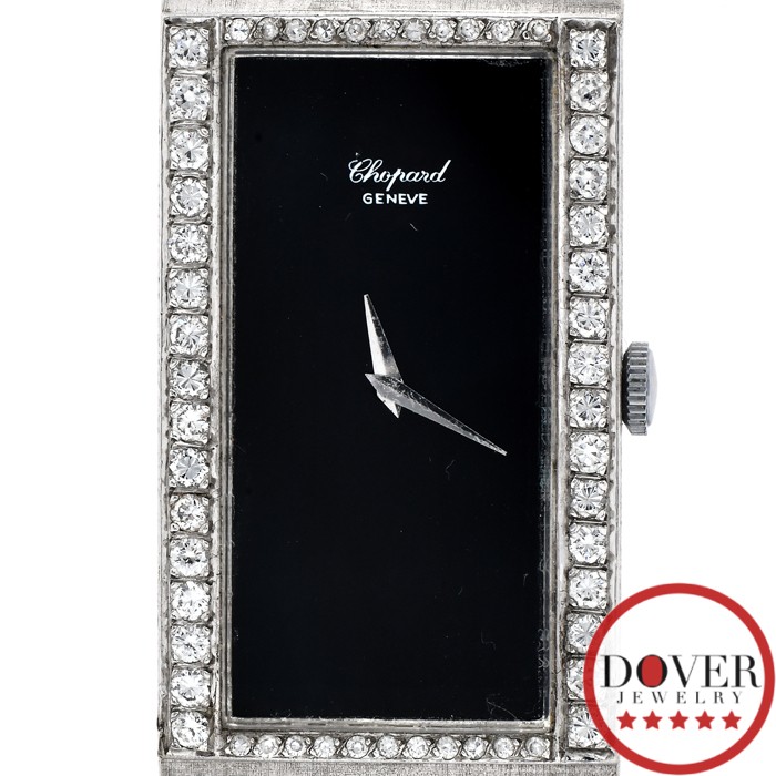 Chopard Diamond Onyx 18K Gold Rectangular Vintage… - image 3