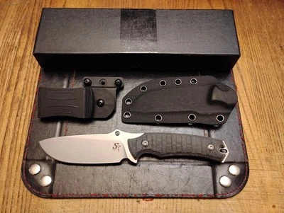 Sitivien Fixed Blade Knife 3.9 " AUS 8 Blade Kydex Sheath Micarta Handle New