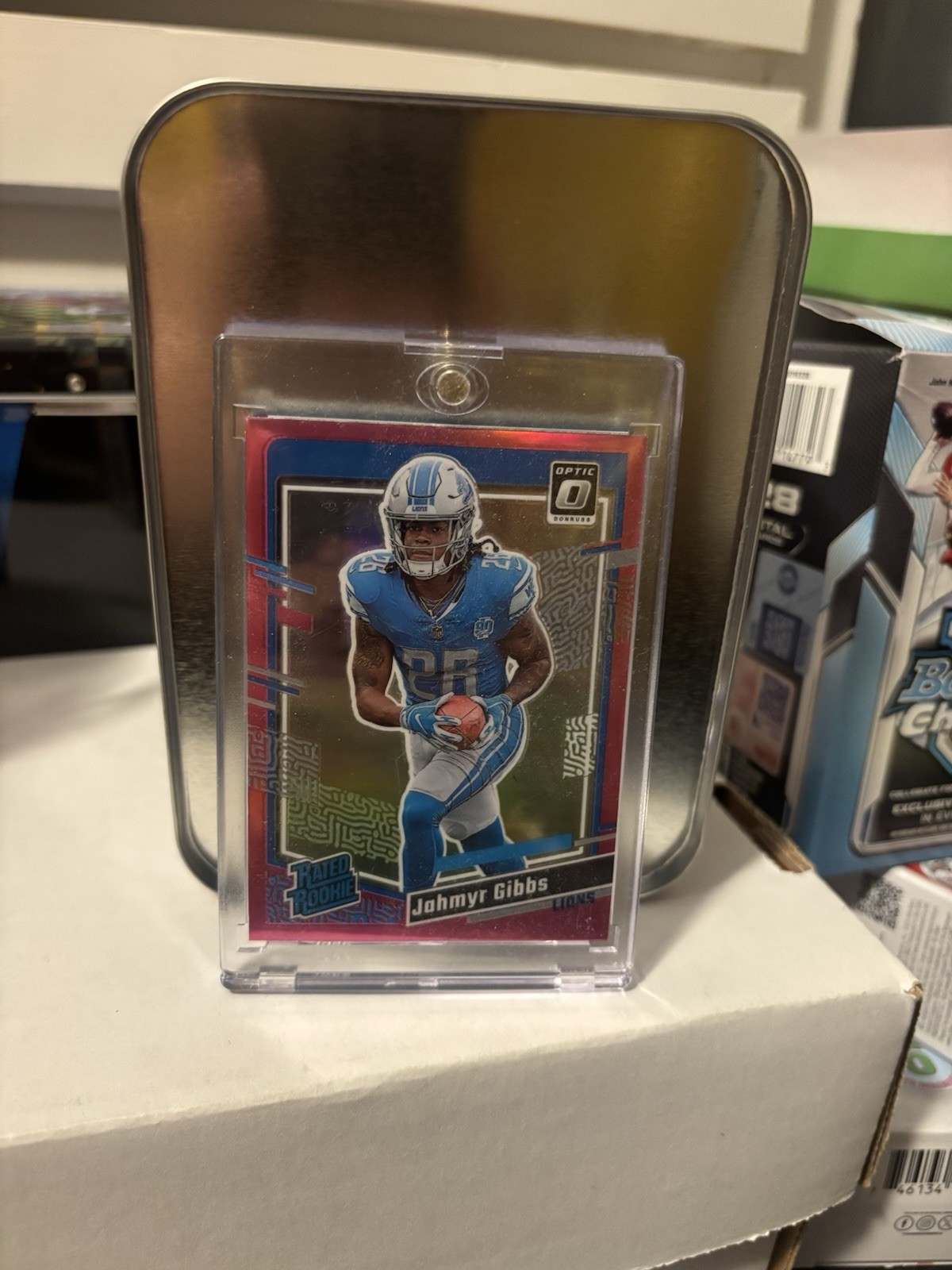 2023 Panini Donruss Rated Rookie Jahmyr Gibbs #331 Optic Preview Pink Prizm (RC)