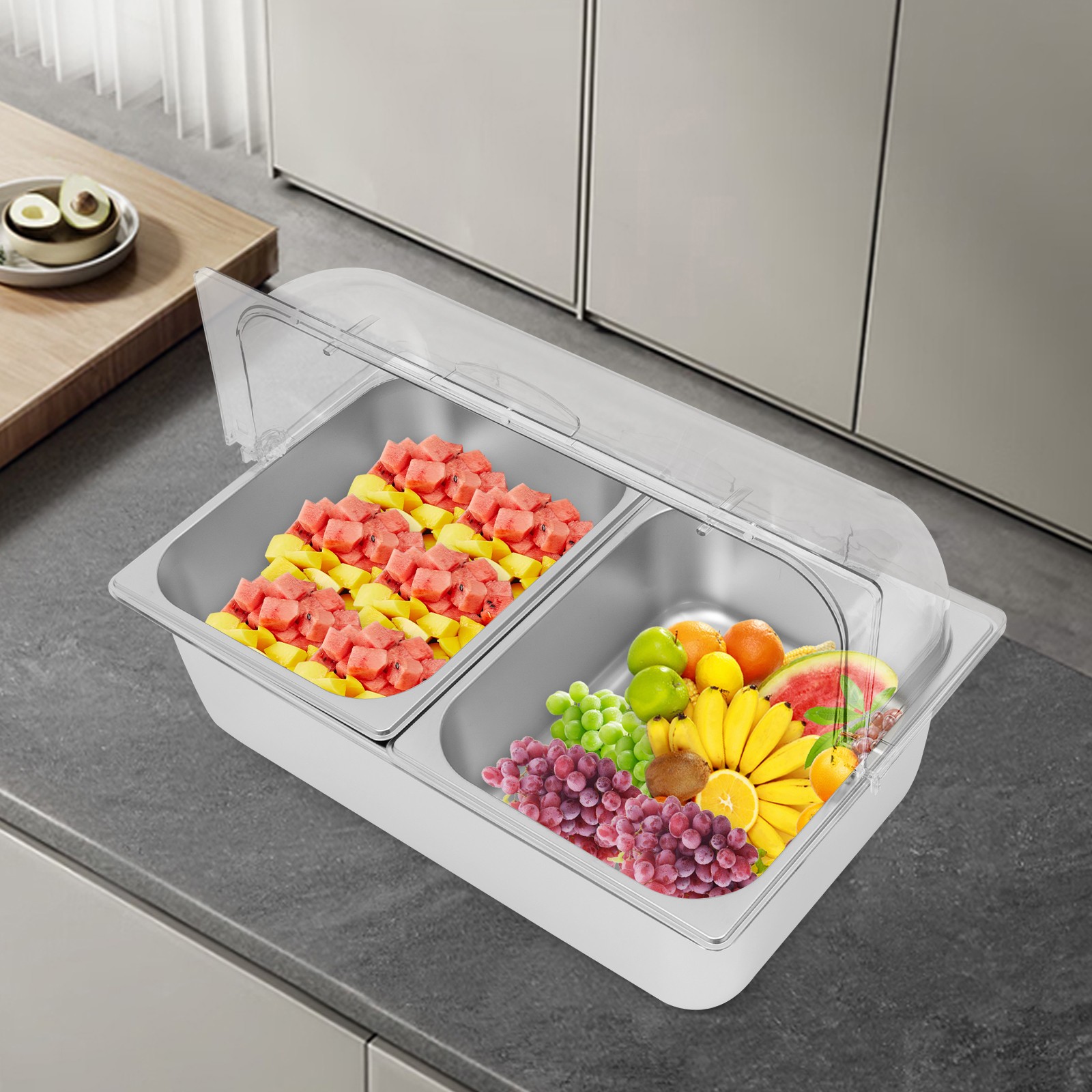 Countertop Food Serving Display Container Stainless Steel Food Containers