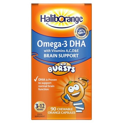 Haliborange Kids Omega3 with Vitamins 90 Orange Chewable Fruit Burst Capsules