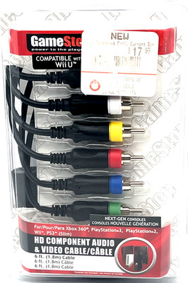 New! Gamestop HD Audio & Video Cable Xbox 360, Playstation 2, 3 Slim, Wii, Wii U