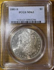 1881-S $1 Morgan Silver Dollar PCGS MS63 Graded Silver Coin