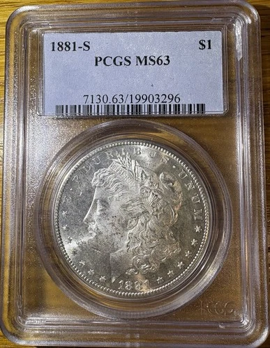 1881-S $1 Morgan Silver Dollar PCGS MS63 Graded Silver Coin