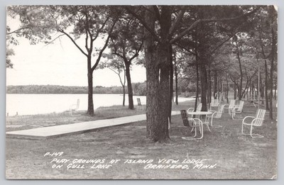 Brainerd Minnesota, Play Grounds at Island View Lodge on Gull Lake RPPC Postcard