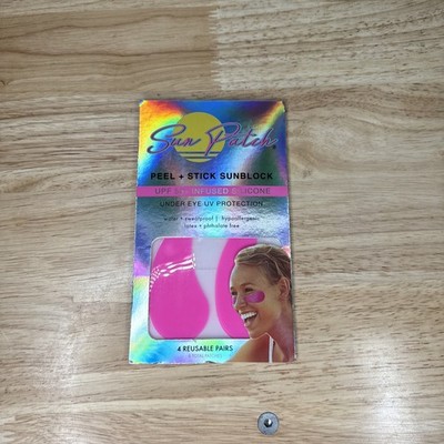 Sun Patch Under-Eye UV Protection UPF50+ Infused Silicone 4 Reusable Pads Pink!