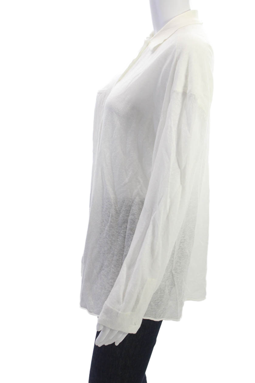 SWTR Womens Basic Collared Button-Up Top White Lo… - image 2