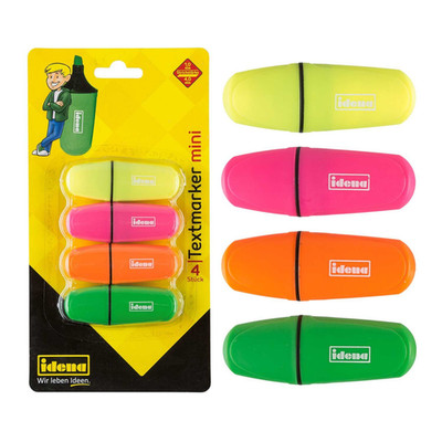 Idena Textmarker Mini 4er leuchtende Farben