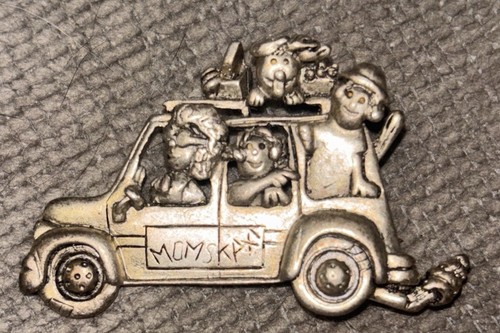 Vintage Dancraft "Mom’s TAXI" Pewter Tone Brooch Pin 2-1/4" - 第 1/5 張圖片