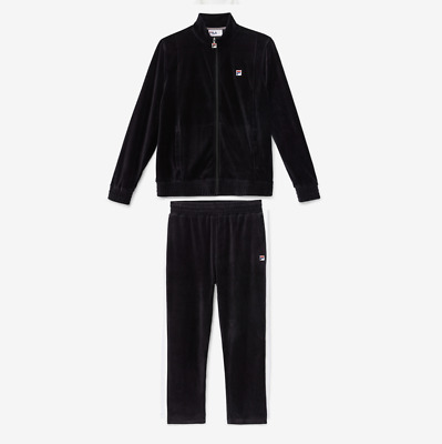 Fila Men's Velour Sweatsuit Tracksuit Solid Black Set Velvet Size M to ...