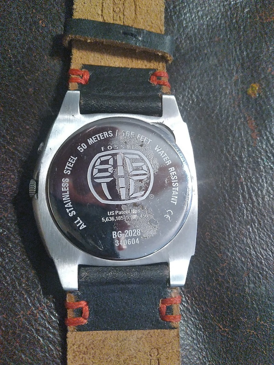 Men's Red Fossil Watch Big Tic Stainless Steel With Genuine