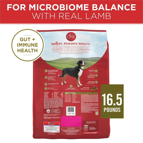 16.5 lbs Bag Purina ONE Natural SmartBlend Formula Real Lamb & Rice Dry Dog Food - Picture 5 of 5