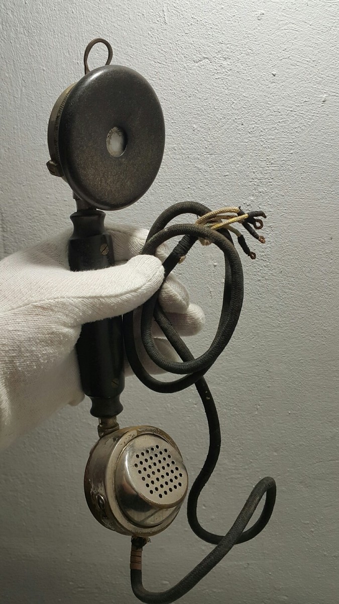 VINTAGE TELEPHONE 1910 PHONE GERMANY METAL WOOD KNOPF BEIM