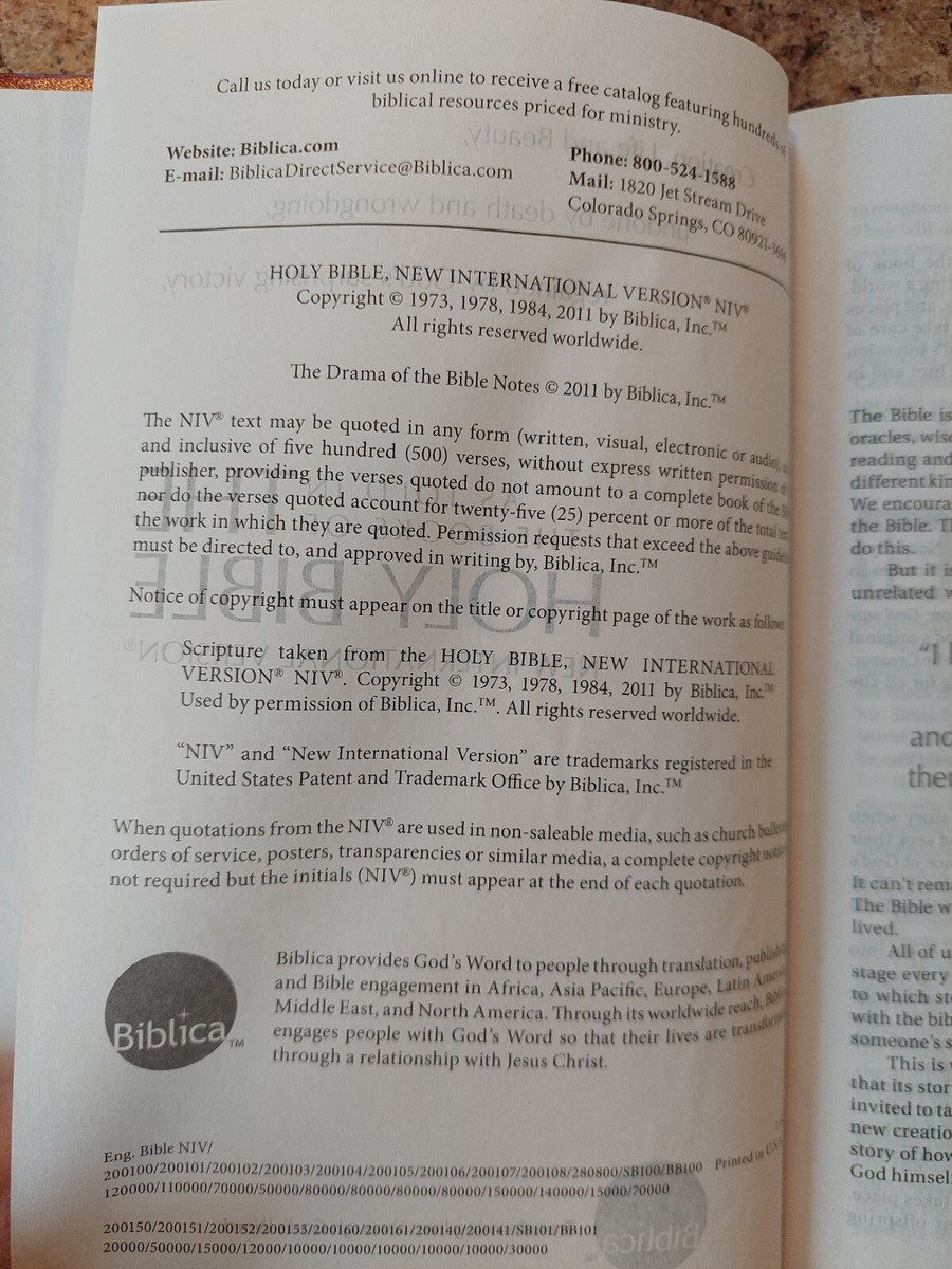 NIV - Holy Bible by Biblica - 2011 With Drama Of The Bible Notes - New |  eBay