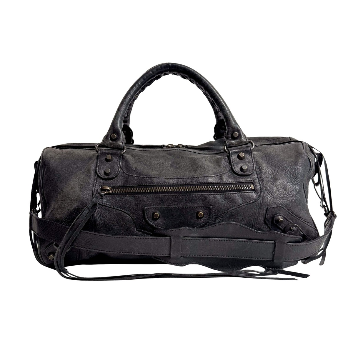 BALENCIAGA The First Black Leather Hand Bag | eBay