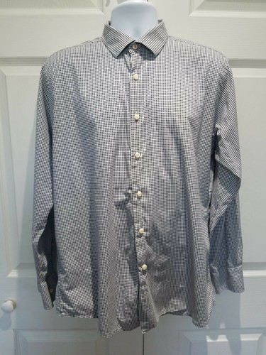 Camisa Tallia Hombre Talla 16.5 L Botón Frontal Manga Larga Algodón Negro Blanco 🔳 - Imagen 5 de 12