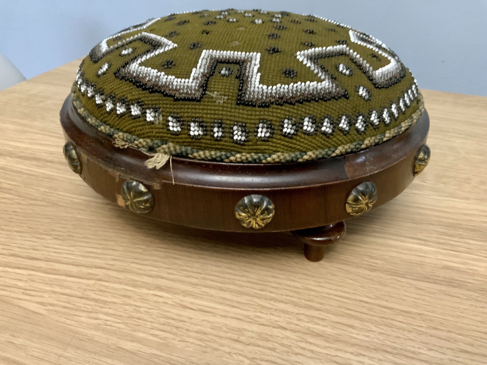 Vintage Beaded Foot Stool eBay
