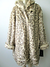 Pamela Mccoy Brown Leopard Design Faux Fur Hooded Long Sleeve Coat Size 3x - Nwt